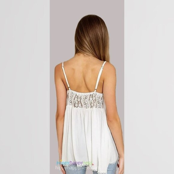 POL Clothing Camisole Tank Babydoll Knit Tank White - Picture 8 of 8